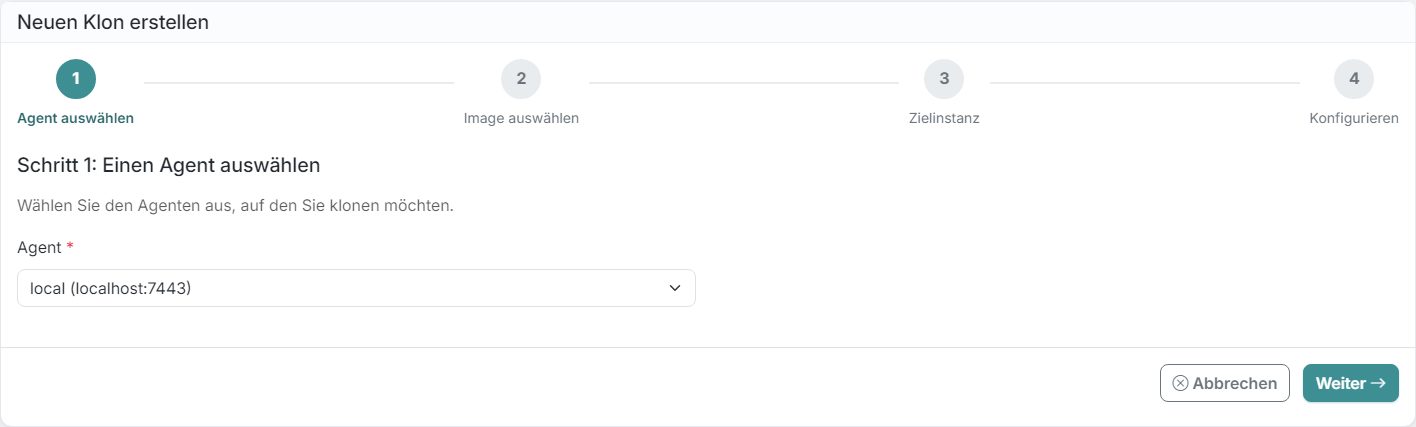 DataTamed Klon-Assistent, Schritt 1: Agent auswählen