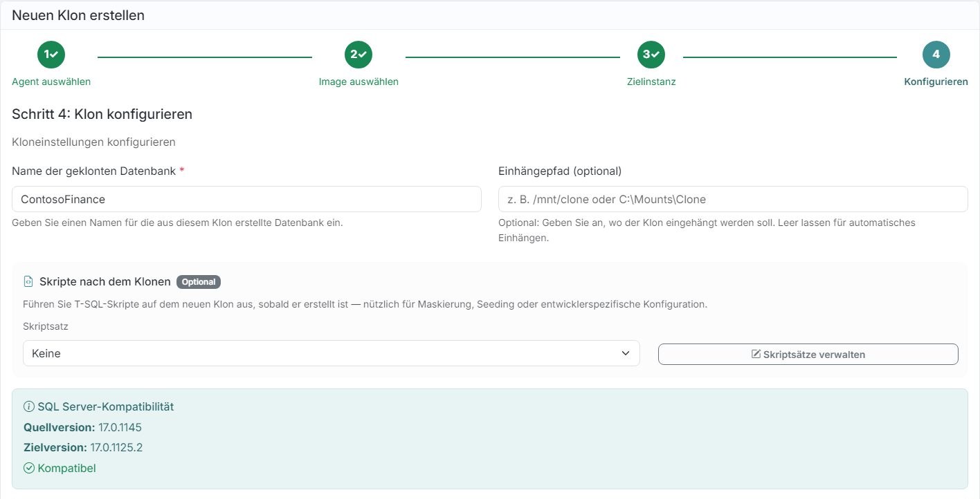 DataTamed Klon-Assistent, Schritt 4: Benennen und erstellen